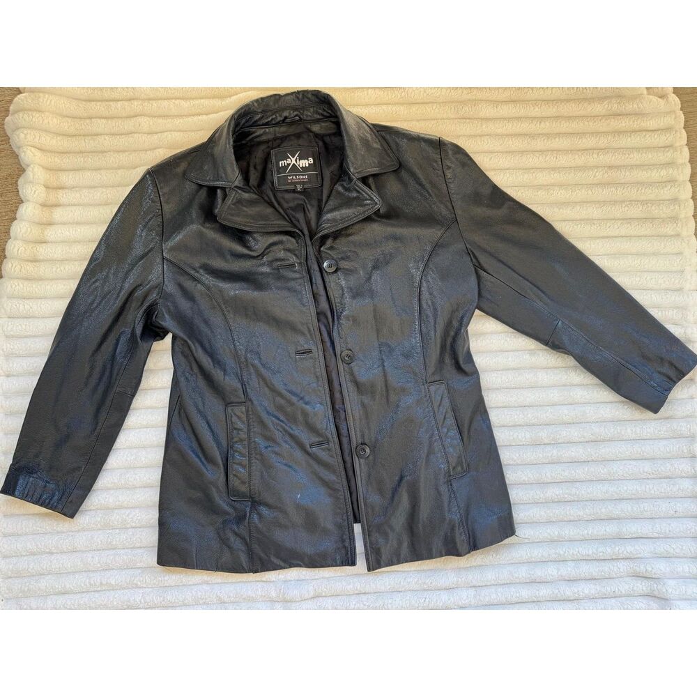 Wilsons Leather Maxima Black Genuine Leather Jacket Coat Plus Size XL